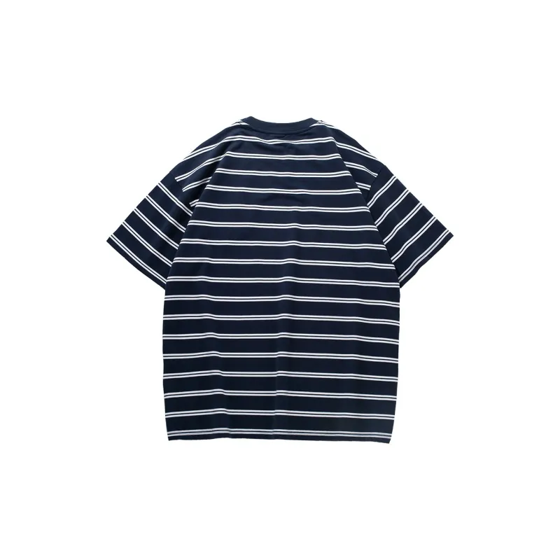 PAINT STAIN T Shirts Unisex Blue White Stripes-1