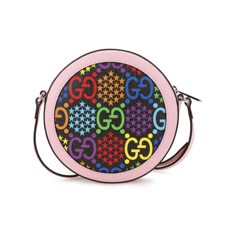GUCCI Canvas With Leather Round Bag Shoulder Bag Crossbody Bag Regular Women's Pink/Multicolor/Candy Color-5