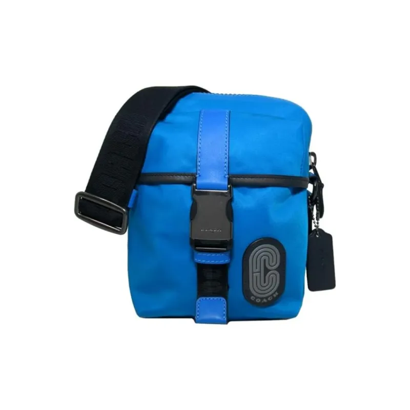 COACH Ma Nylon With Smooth Calfskin Combo Bag Shoulder Bag Crossbody Bag Small Size Men's Blue-1