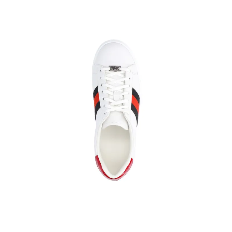 GUCCI ACE Low Top Skateboard Shoes Men's White Red-4