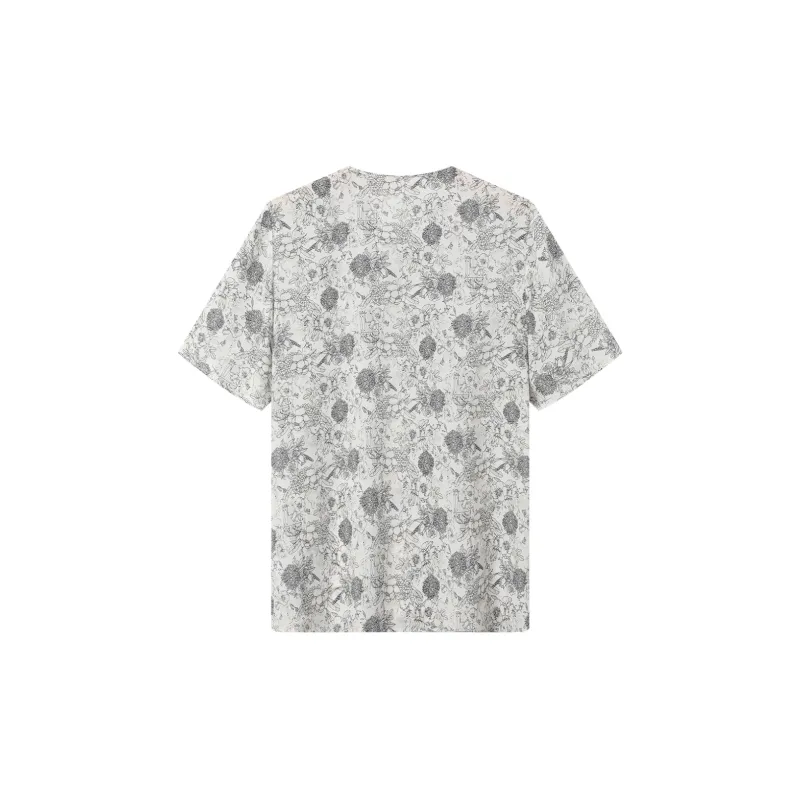 H YXIANG T Shirt Women's White Base Small Flower-1