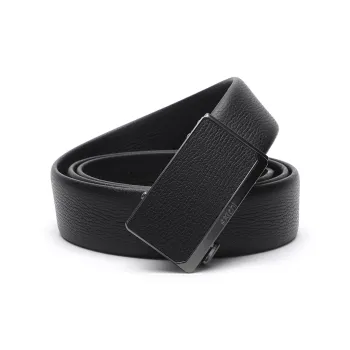 Satchi Sanduo Belt Automatic Buckle With Leather Strap Alloy Buckle Cow Leather Leather Belts Men's Black Width 3.55CM