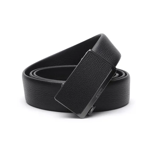 Satchi Sanduo Belt Automatic Buckle With Leather Strap Alloy Buckle Cow Leather Leather Belts Men's Black Width 3.55CM