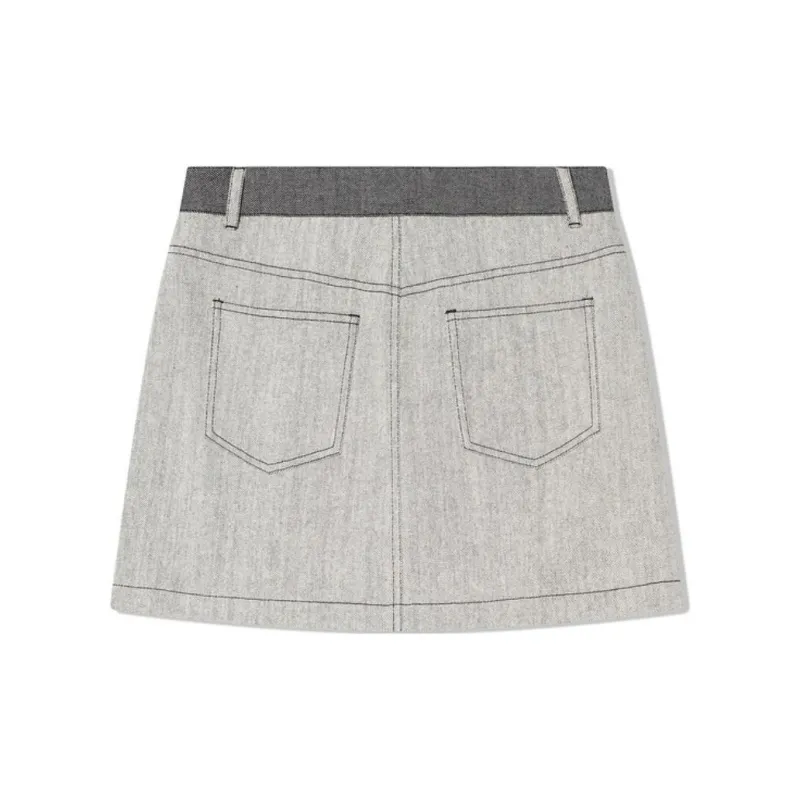 COVERINS Denim Short Skirts Women's Light Gray-1