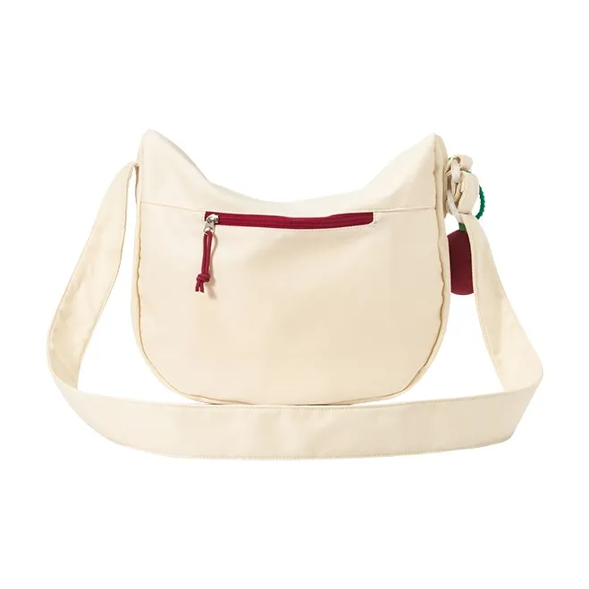 SEM/R Nylon Shoulder Bag Crossbody Bag Medium Size Unisex Red Ecru Black-5