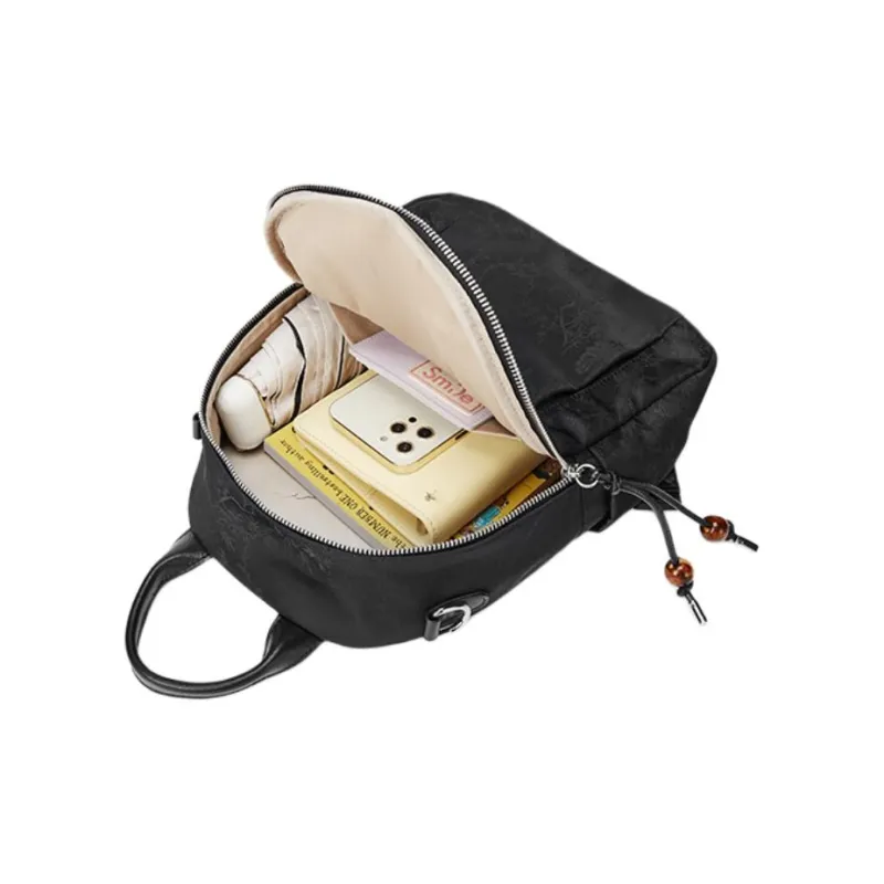 ST&SAT Fabric Backpack Large Size Women's Elegant Black/Dreamy Silver-5