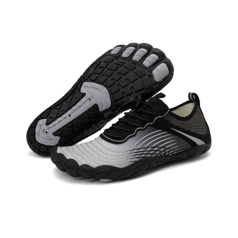 GESENLANG Slip Resistant, Breathable, Quick Dry River Trekking Shoes Men's Black White-4