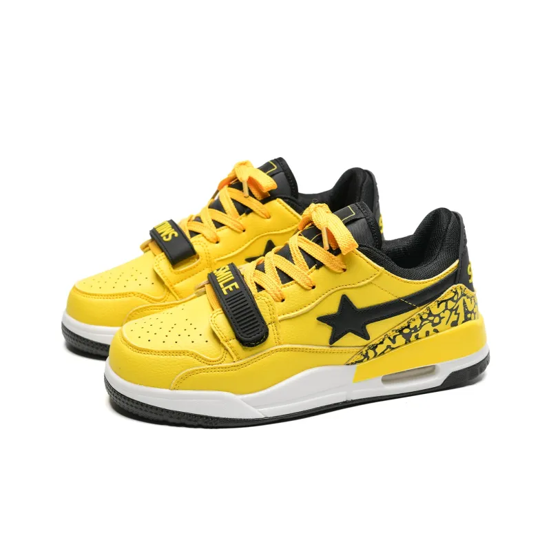 Anime story Skateboard Shoes Unisex Low Top Yellow Black-2
