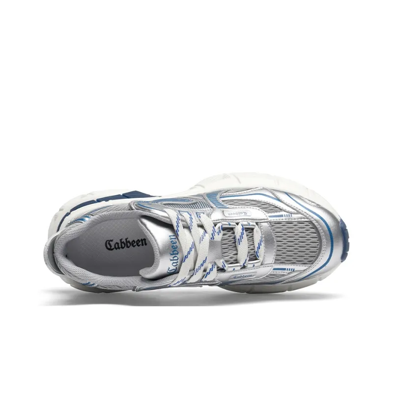 Cabbeen New Arrival Mesh Height Increasing Patchwork Lightweight And Breathable Low Top Chunky Sneakers Men's Silver-9