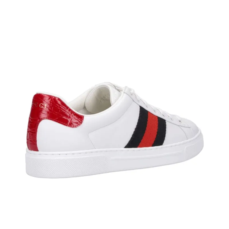 GUCCI ACE Low Top Skateboard Shoes Men's White Red-3