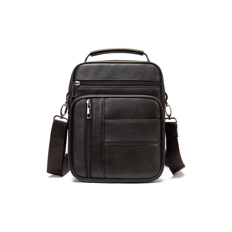 DOSRFINI Cow Leather Vintage One Shoulder Handbag Men's Black/Coffee/Brown-8