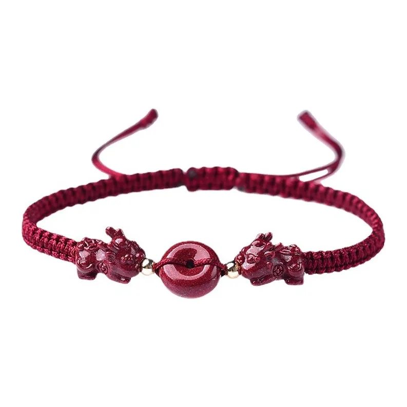 QUIET LOVE Cinnabar Jade Bracelets Unisex-3