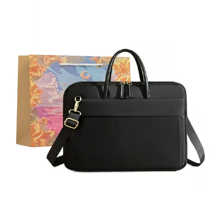 BRINCH Oxford Laptop Bag Women's Apricot/Elegant Black-5