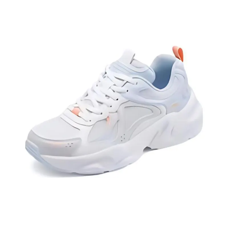 Skechers Cushioned Anti Slip Wear Resistant Lightweight Height Increasing Low Top Chunky Sneakers Women's White Orange-2