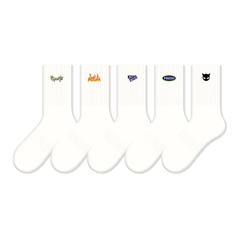 COTTON CHEESE Mid Calf Socks Unisex 5 Pack-8
