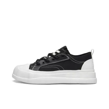 Cabbeen Preppy Big Head Platform Wear Resistant Slip Resistant Low Top Skateboard Shoes Men's Black