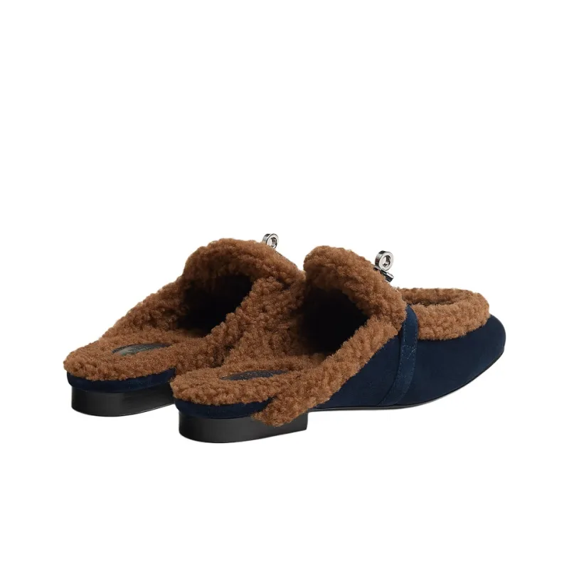 HERMES Oz Slip Resistant Closed Toe Slippers Women's Navy Blue-3