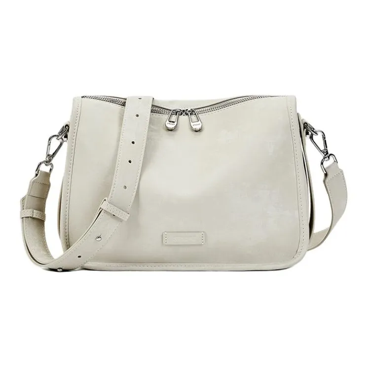 ST&SAT Cow Leather Shoulder Bag, Crossbody Bag, Handbag Medium Size Women's Elegant White-0