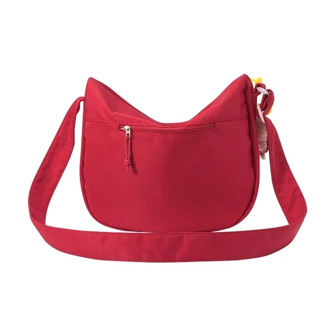 SEM/R Nylon Shoulder Bag Crossbody Bag Medium Size Unisex Red Ecru Black-1