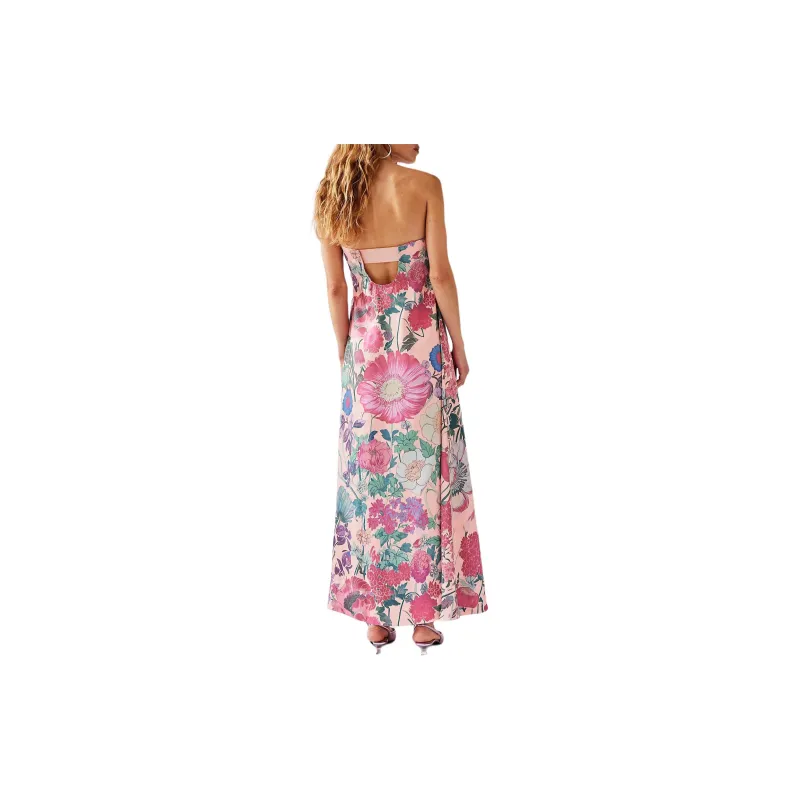 FREE PEOPLE Botanical Maxi Dress Sleeveless Dress Women's Pink Combo/Pink Combo-1