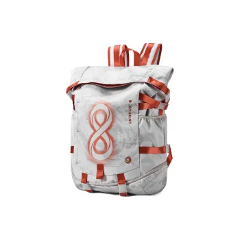 8atheist Polyester Backpack Large Size Unisex White Orange Color Blocking