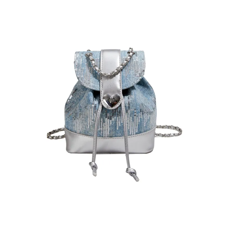NATTY PU Backpack Small Size Women's Silver/Pink-1