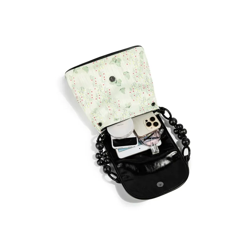CentarlKatty PU Shoulder Bag Women's Black Light Green Butterfly-4