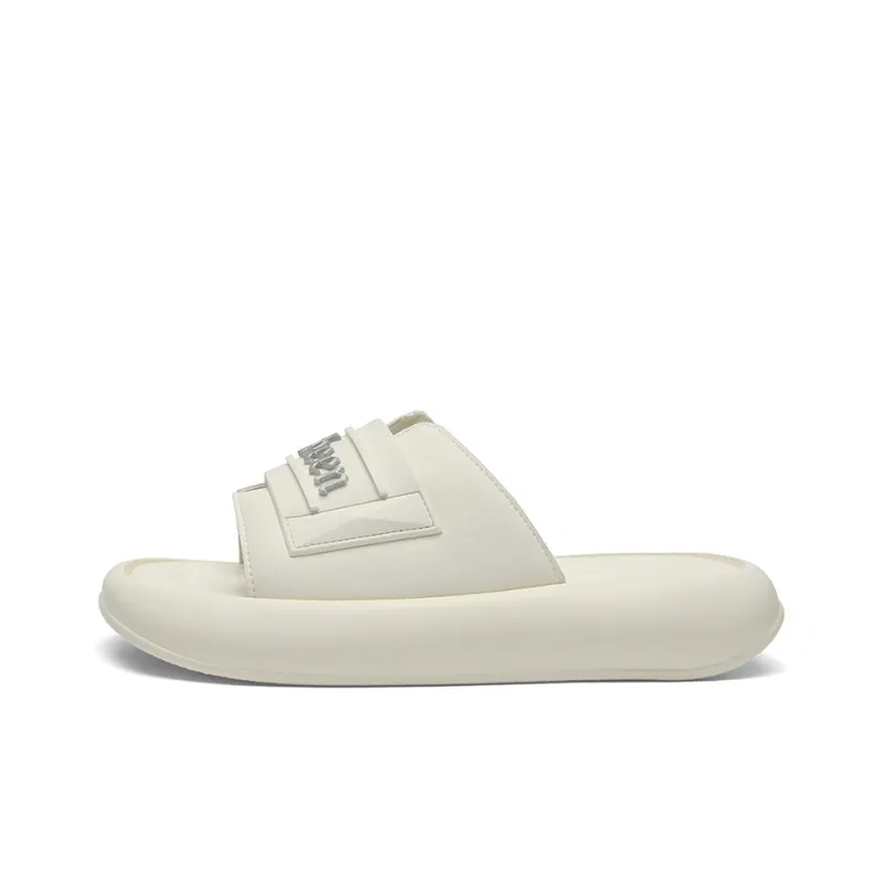 Cabbeen PU Polyurethane Cut-Out Slip-Resistant Slide Slippers Men's White-5