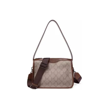 ST&SAT PVC With Synthetic Leather Crossbody Bag, Shoulder Bag Large Size Women's Coffee