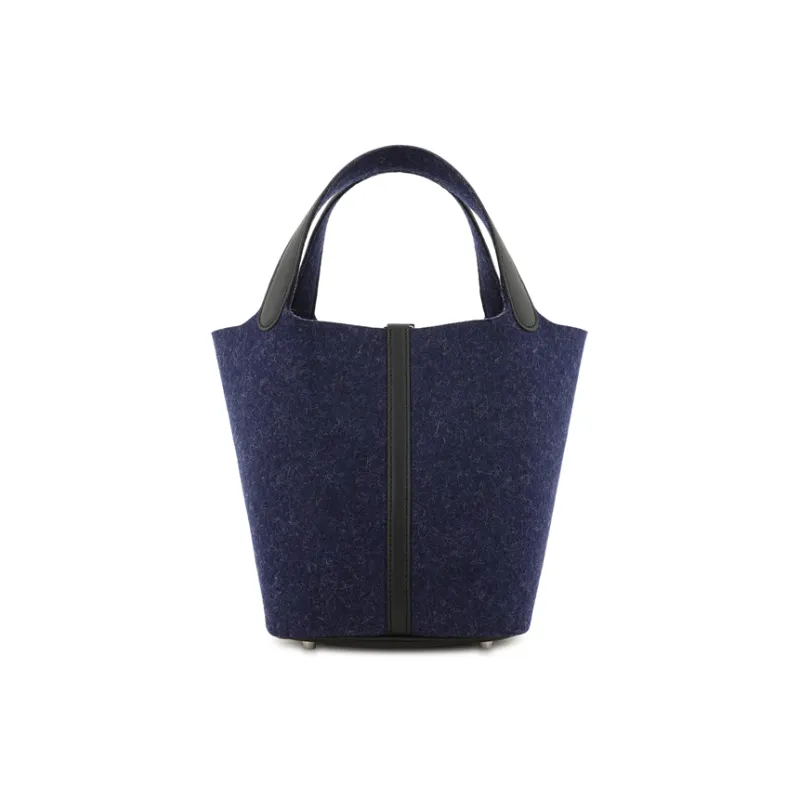 HERMES Picotin Lock Swift Leather Basket Bag Bucket Bag Handbag Women's Midnight Blue/Black-3