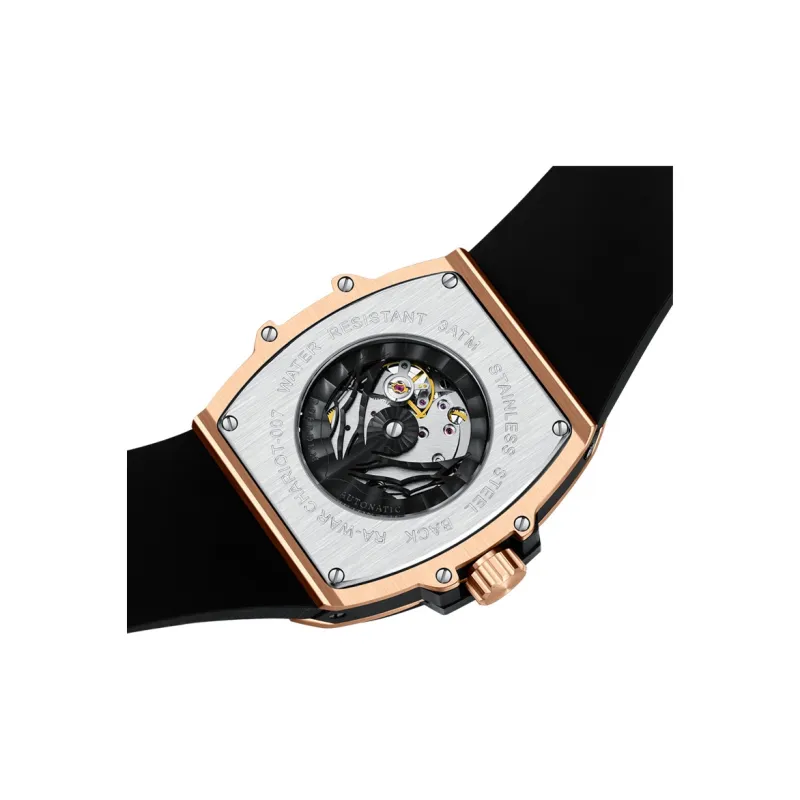 ROERDUM Cyber Collection Big Cow Automatic/Manual Mechanical Movement Silicone Strap Watch Men's Watches Black Dial-2