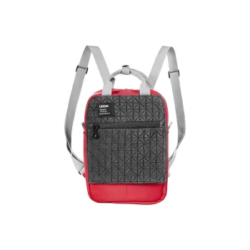 LEXON Polyester Backpack, Shoulder Bag, Handbag Regular Women's Red/Brown/Light Gray/Black