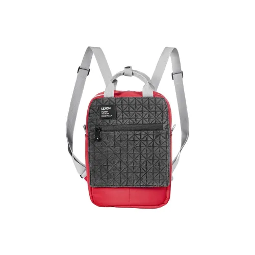 LEXON Polyester Backpack, Shoulder Bag, Handbag Regular Women's Red/Brown/Light Gray/Black