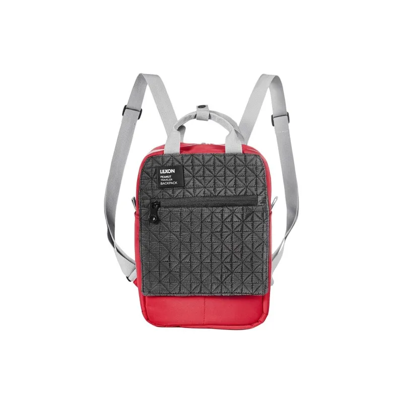 LEXON Polyester Backpack, Shoulder Bag, Handbag Regular Women's Red/Brown/Light Gray/Black-0