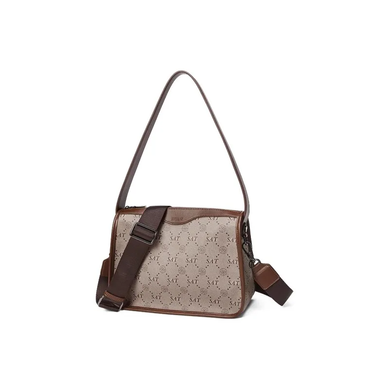 ST&SAT PVC With Synthetic Leather Crossbody Bag, Shoulder Bag Large Size Women's Coffee-1