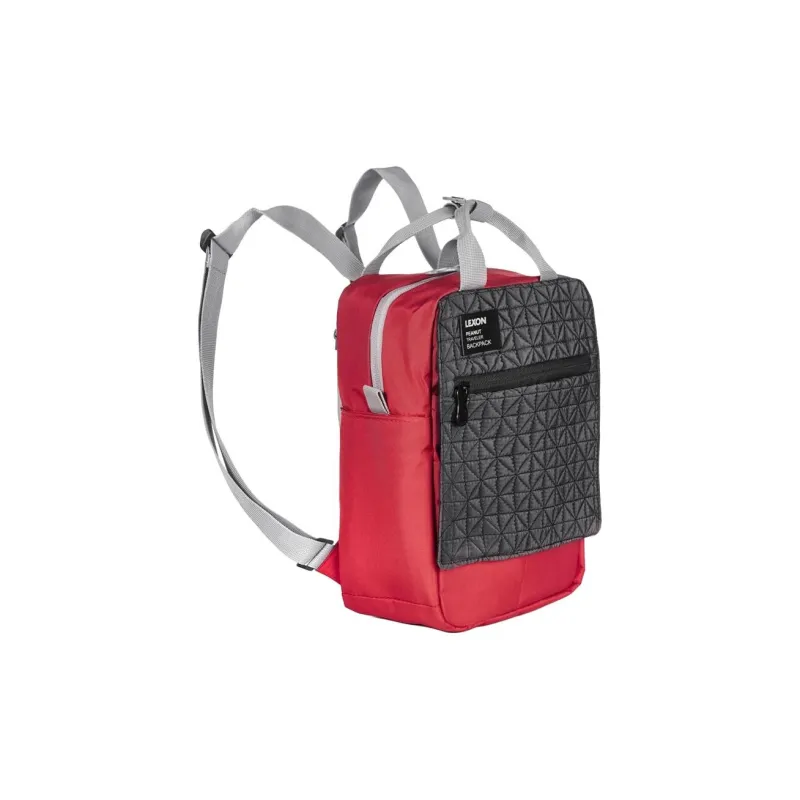 LEXON Polyester Backpack, Shoulder Bag, Handbag Regular Women's Red/Brown/Light Gray/Black-2