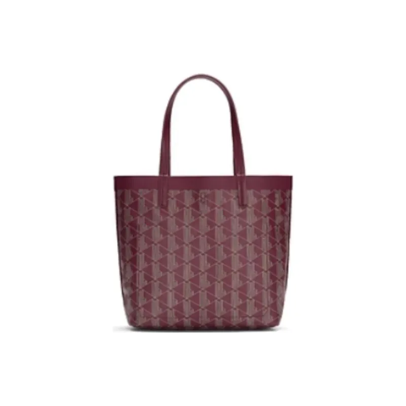 LACOSTE PVC Tote Bag Shopping Bag Handbag Small Size Women's Dark Red & Apricot-2