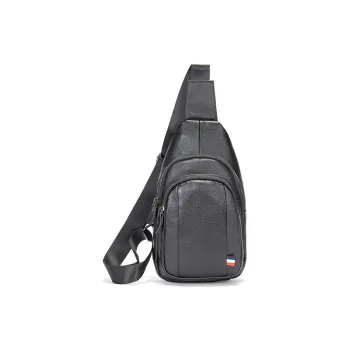 DOSRFINI Cow Leather Crossbody Sling Bag Regular Men's Black