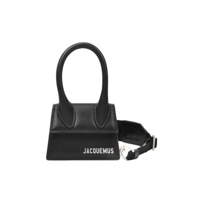 Jacquemus Leather One Shoulder Handbag, Crossbody Bag Women's Black-0