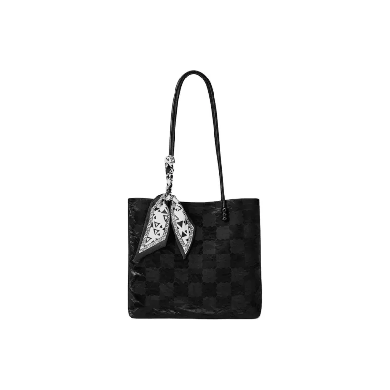 ST&SAT Top Grain Cow Leather Tote Bag Shopping Bag Handbag Shoulder Bag Large Size Women's Khaki/Black/Silver-0
