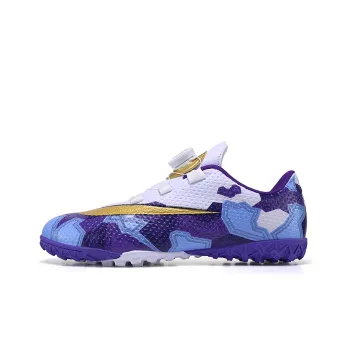 Kinglake Anti Slip Wear Resistant Soccer Shoes Unisex White Gold Purple