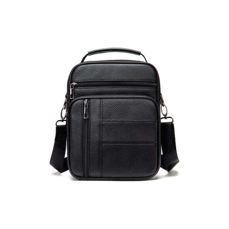 DOSRFINI Cow Leather Vintage One Shoulder Handbag Men's Black/Coffee/Brown-7