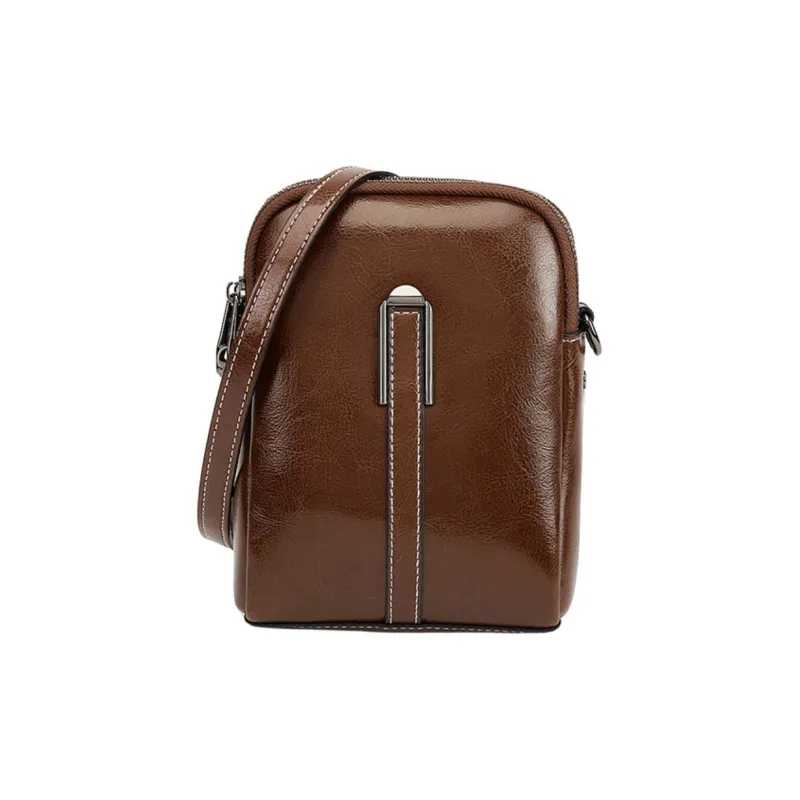 ST&SAT Cow Leather Crossbody Bag, Shoulder Bag Small Size Women's Coffee/Elegant Black-0