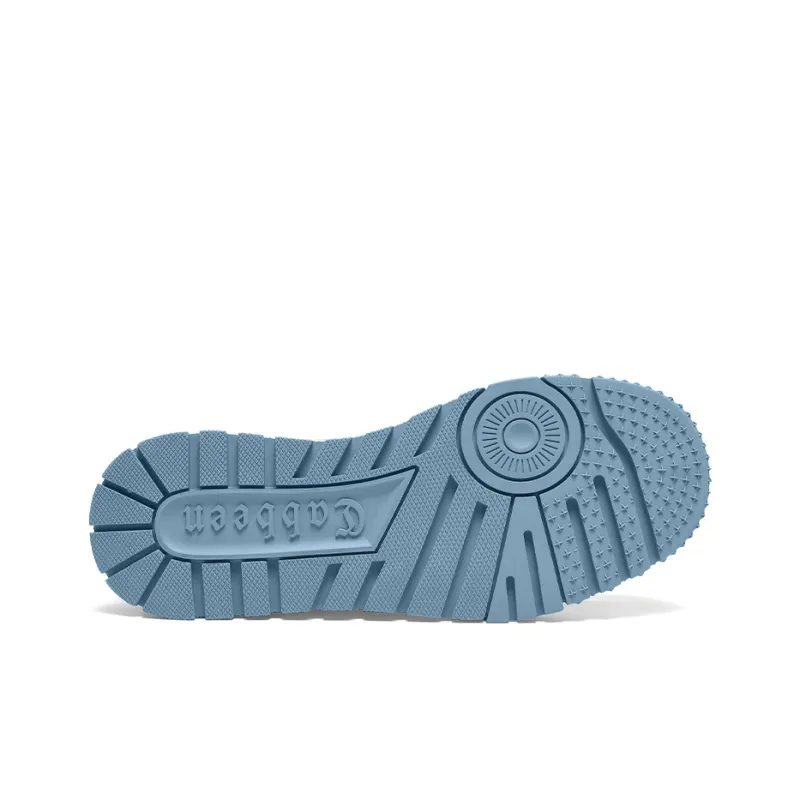 Cabbeen Luxury Streetwear Denim Embossing Height Increasing Breathable Low Top Skateboard Shoes Men's Blue-5