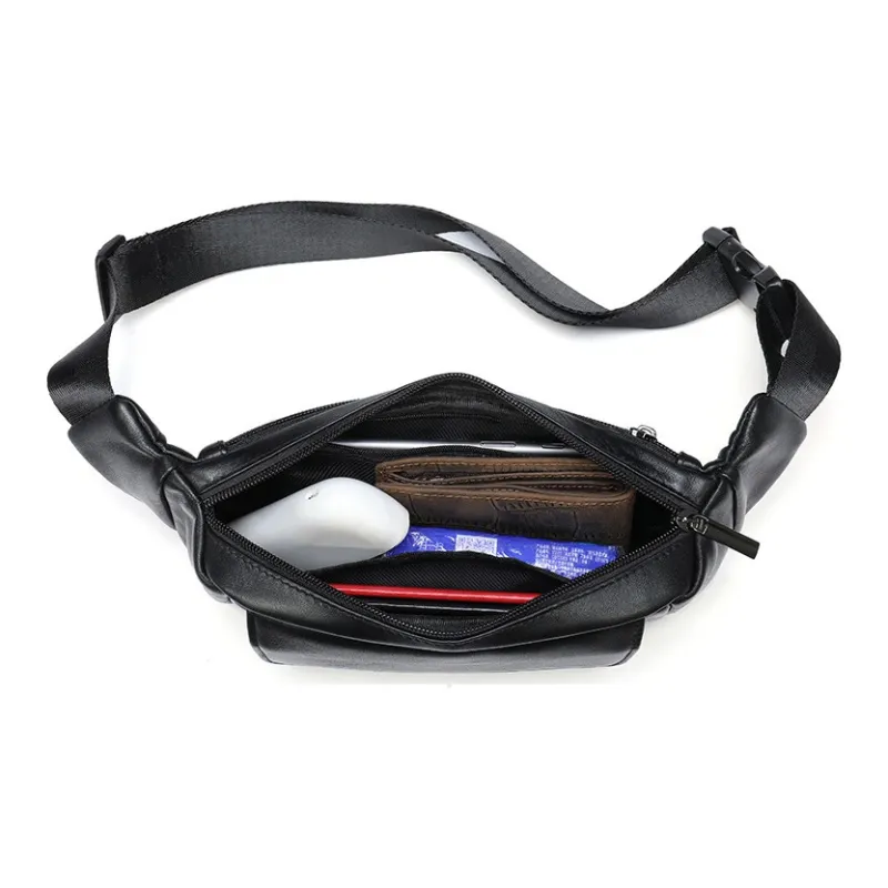 DOSRFINI Sheepskin Fanny Pack Medium Size Men's Black-3