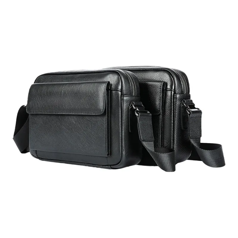 DOSRFINI Top Grain Cow Leather Shoulder Bag Regular Men's Black-4