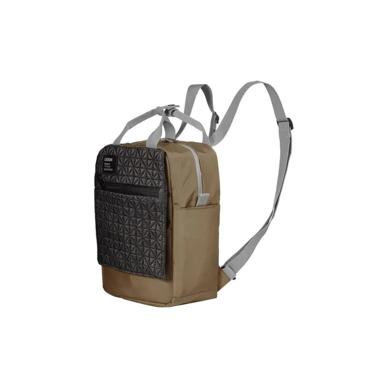LEXON Polyester Backpack, Shoulder Bag, Handbag Regular Women's Red/Brown/Light Gray/Black-5