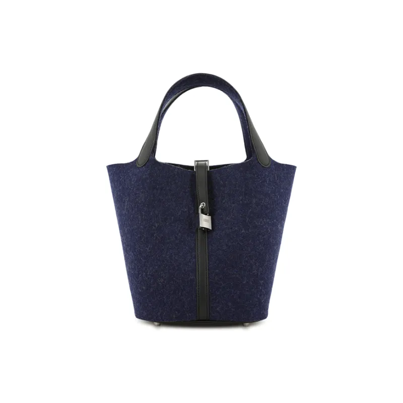 HERMES Picotin Lock Swift Leather Basket Bag Bucket Bag Handbag Women's Midnight Blue/Black-1