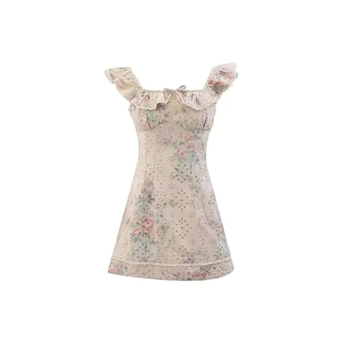 JOSR Short-Sleeved Dresses Women's Floral Pattern