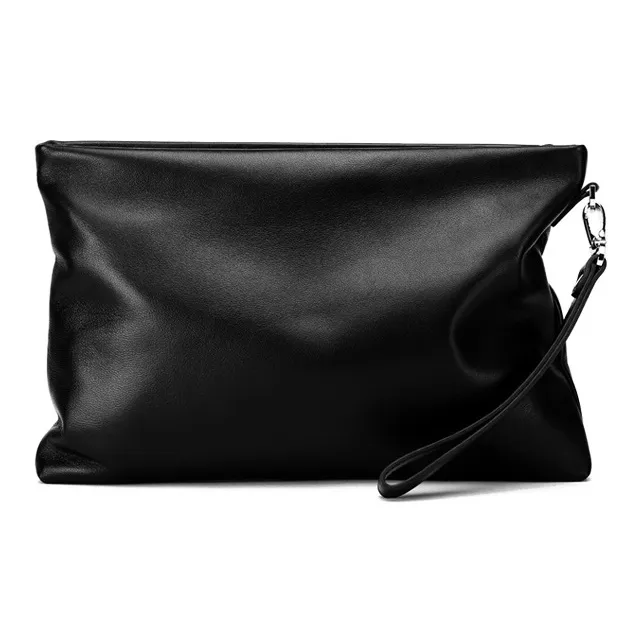 ROSEROOEN Top Grain Cow Leather Clutch Regular Unisex Black-3